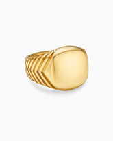 Chevron Signet Ring in 18K Yellow Gold, 18mm